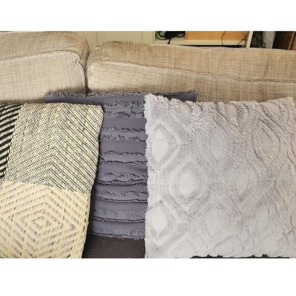 Decorative Pillow Covers Set Boho Gray Soft Accent Couch Cottage Decor 18x18 - Picture 9 of 9